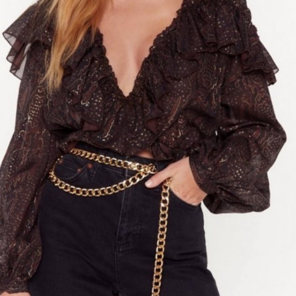 Nasty Gal▪️Sexy Boho Long Sleeve Blouse Sz S/M
